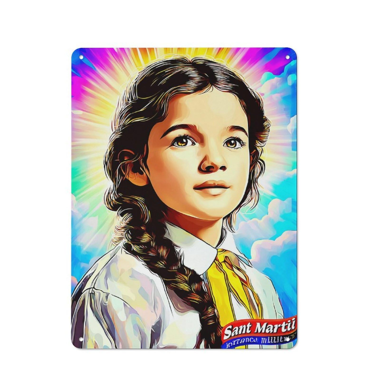 Junmoney Saint Martii A Heavenly Portrait Rustic Metal Wall Sign 40X30cm For Kitchen Or Home Bar, Suited To Home Bar Enthusiasts