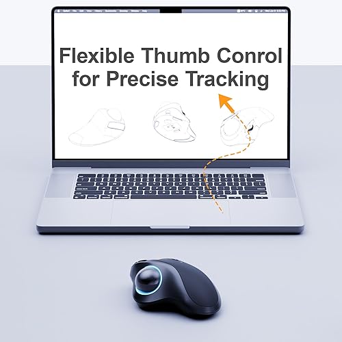 Miniatura 7 de ProtoArc Ratón inalámbrico Bluetooth Trackball con conexión de 3 dispositivos, mouse RGB ergonómico recargable con 3 DPI ajustables, puerto USB-C y