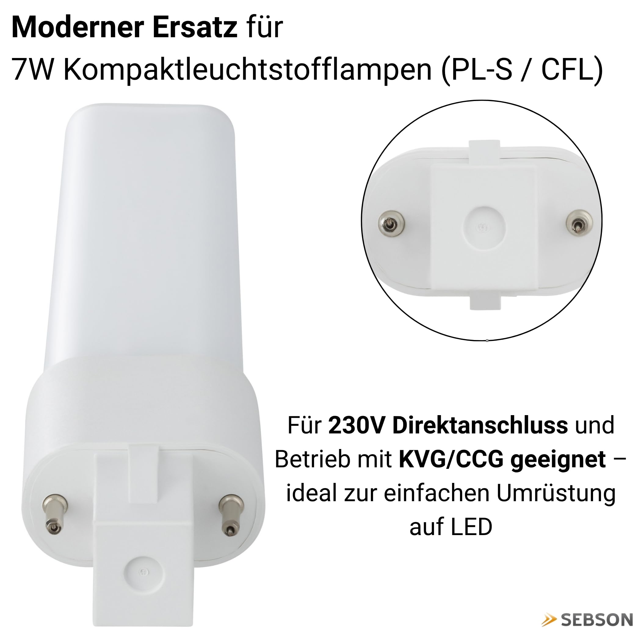 SEBSON G23 LED Lampe 4W ersetzt 7–9W CFL Kompaktleuchtstofflampe - 10er | kompatibel mit Dulux S & PL-S, 2-Pin Sockel 700lm 230V AC & CCG - LED Leuchtmittel G23 neutralweiß 4000K, nicht dimmbar
