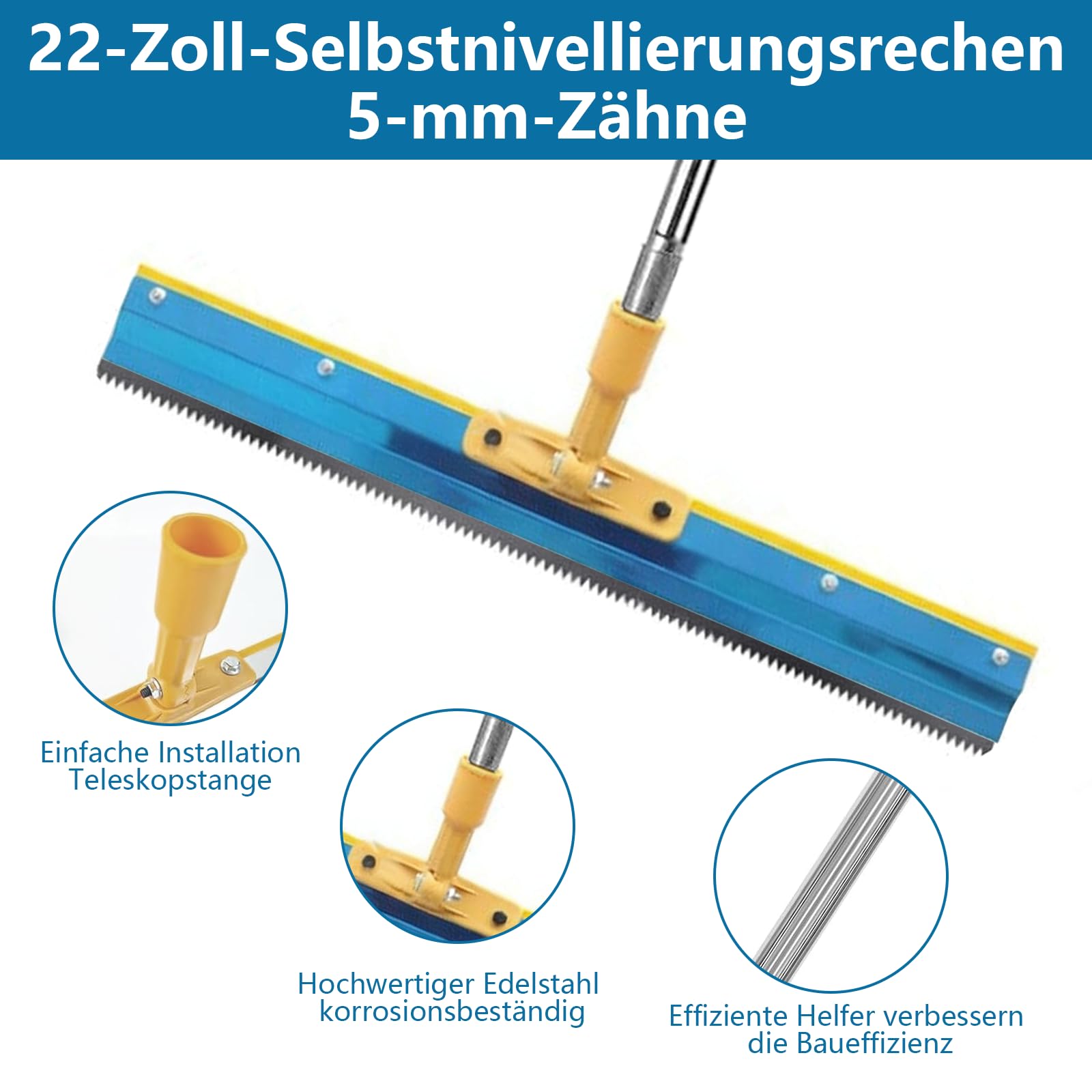 Bodenbeschichtung Set, Epoxidharz Bodenbeschichtung Tool -160cm Abnehmbarem Langem Teleskopstange, Stachelwalze Ausgleichsmasse, Nagelschuhe 30 mm, Edelstahl Stehrakel und Handschuhe