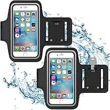 COYUN 2 pcs Brassard de Sport, Brassard de Course, Brassard de Téléphone Portable Résistant à l'eau pour Les Smartphones, Smartphone Running Brassard, Universel Réglable Running Armband