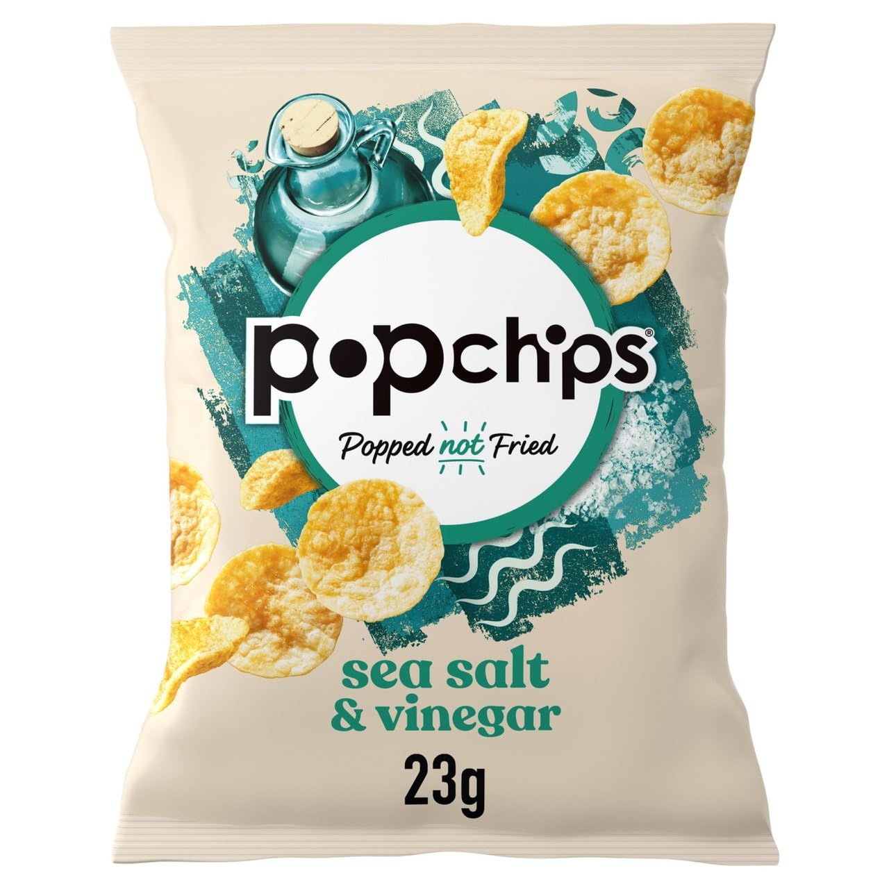 popchips Sea Salt & Vinegar Crisps 23g Pack of 24