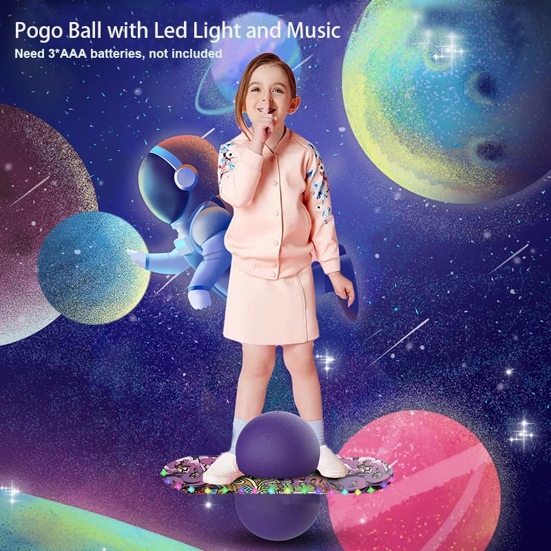 Pogo Ball with Colorful Light & Music Toys for Kids & Adults up to 200 lb, Balance Bounce Board Jumper Birthday Gifts for Boys Girls Children's Day - Image 2