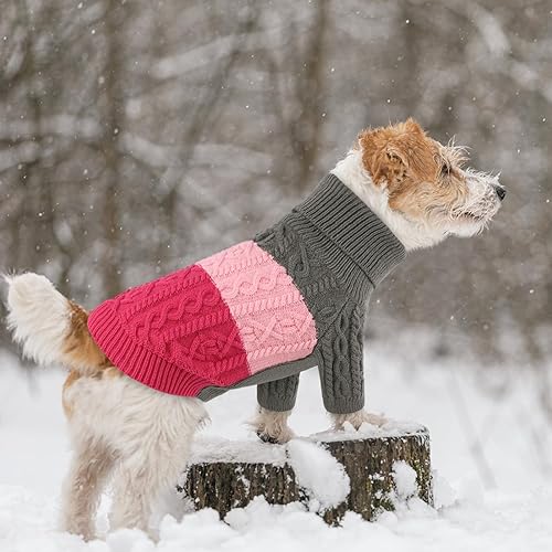 Miniatura 7 de ASENKU Suéter de perro para perros pequeños y medianos, sudadera de punto de cuello alto para perro, ropa gruesa para cachorros para chihuahua,