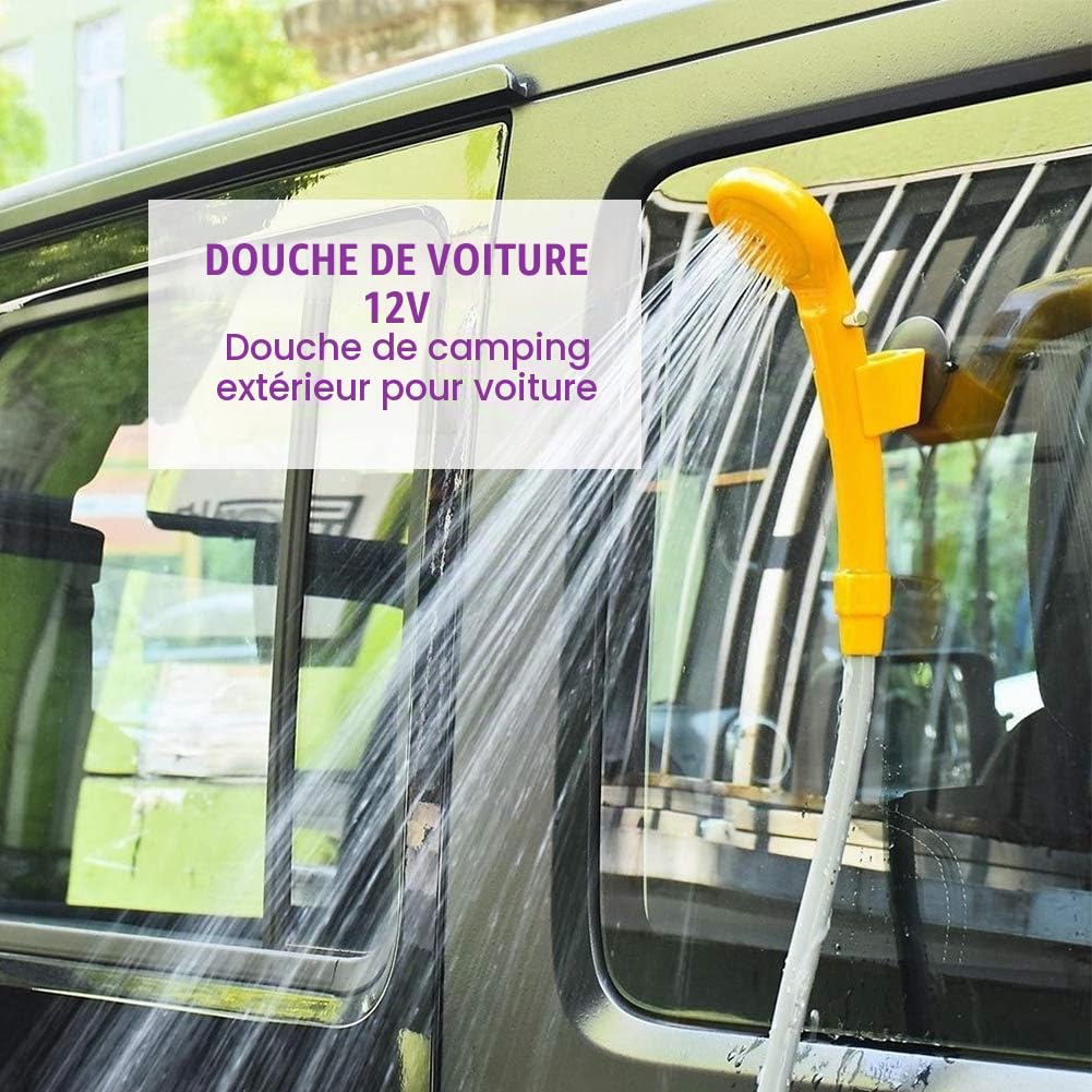 Ejoyous Douche Portable pour Voiture 12V, Kit de Douche de Voyage pour Camping, Douche Extérieure