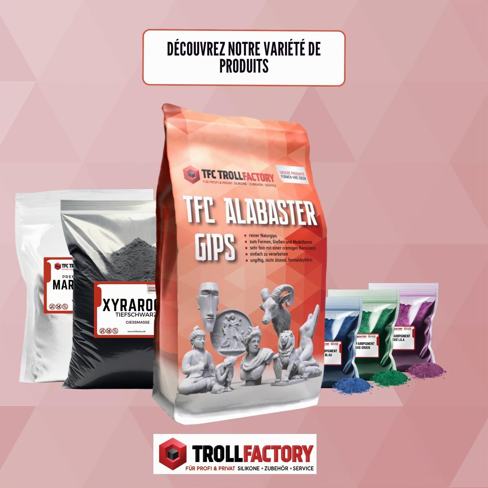 TFC Pigment de couleur - Oxide marron - Poudre pigmentée à fort pouvoir couvrant - Pour masses de coulée à relief telles que le Xyrarock, le plâtre, la résine époxy et le béton - Mat - Résistant à la