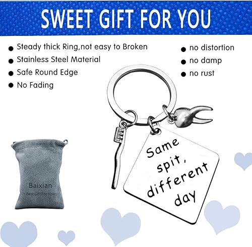 Miniatura 7 de Llavero de dentista divertido regalo de higienista dental con el mismo salivo, regalo de día diferente, regalo para el futuro nuevo dentista, regalo