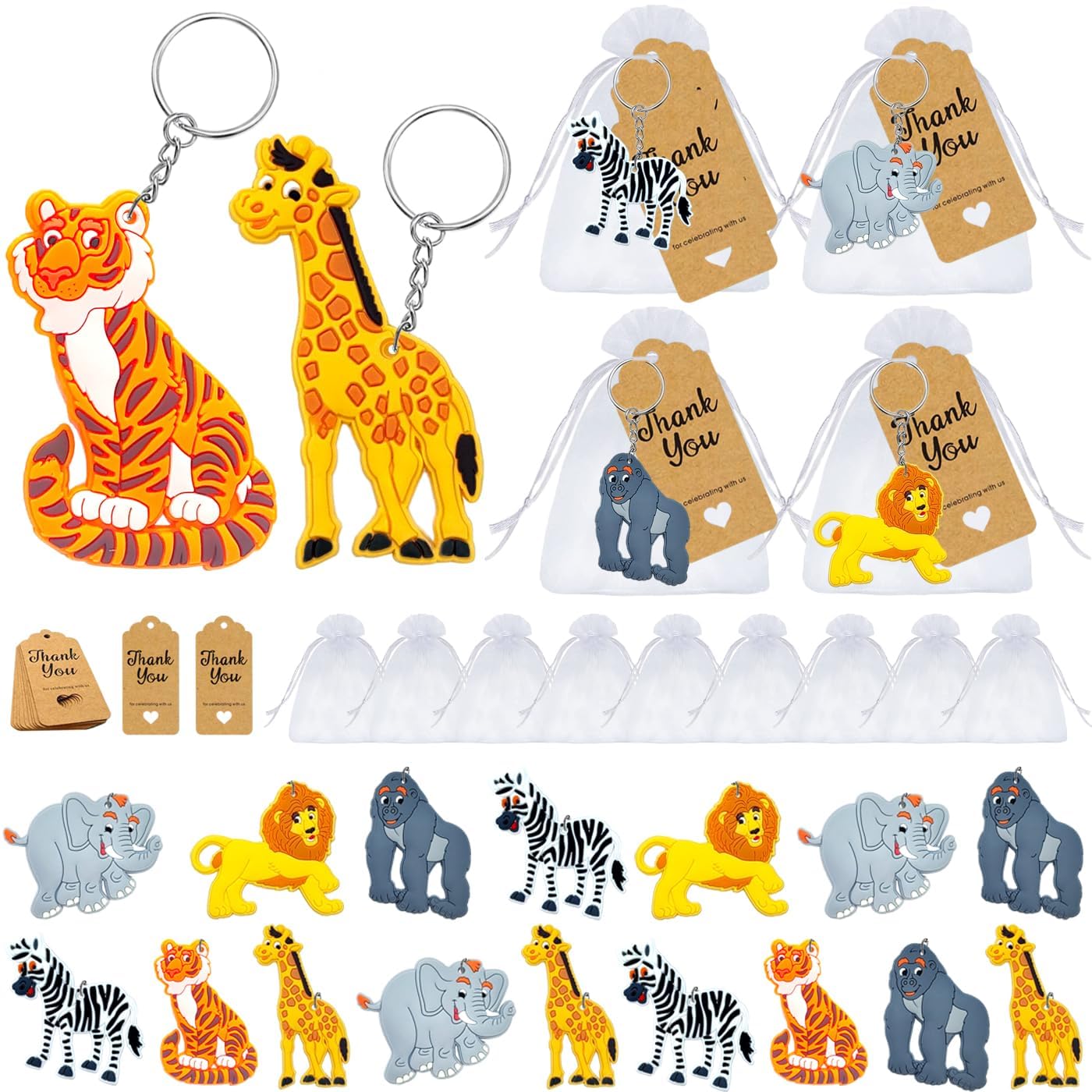 Sponsored Ad – NALACAL 30pcs Jungle Safari Animal Keychains - Mini Keychain Set for Kids Party Bag Fillers, Baby Shower Favors & Safari Themed Parties