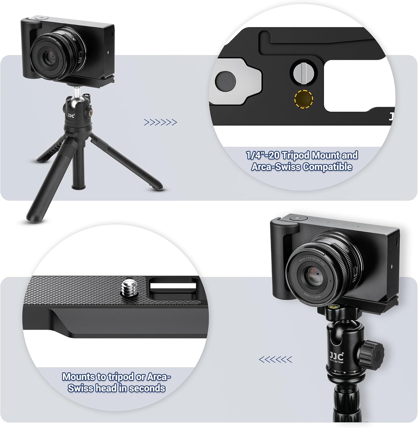JJC Metal L Bracket Handgrip Hand Grip for Sigma BF Aluminum Alloy Handle Compatible with Peak Design Capture Camera Clip, Built-in Arca Quick Design & Battery Compartment Opening Microfiber Pad-Black