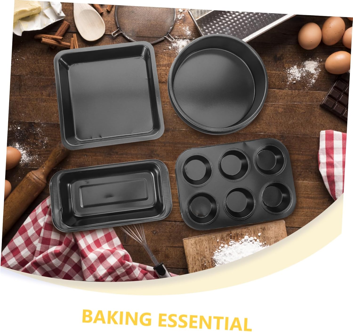 BESTYASH 5pcs Nonstick Baking Pans Set Bakeware for Muffins Cakes Pizzas and Bread for Home Bakers Easy to Clean and