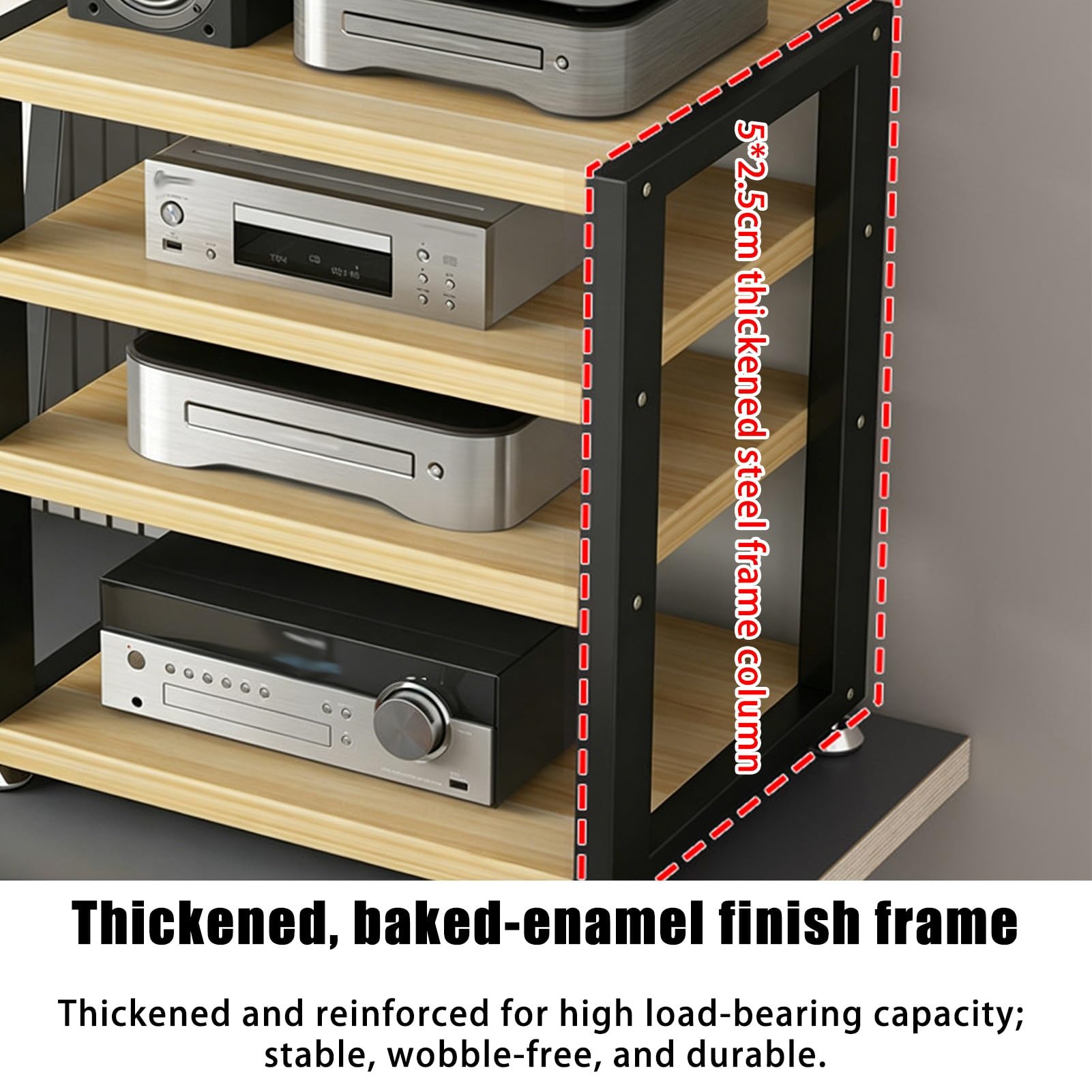 Mini Torre de Rack de Audio de Escritorio, Soporte Multimedia AV, Reproductor de CD, Soporte for Consola fe Juegos, Gabinete de Componentes Estéreo(Black,2 Tier 23cm/9in)