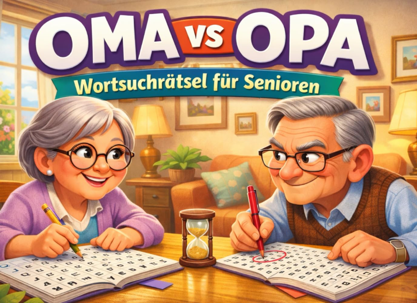 Oma vs Opa – Wortsuchrätsel für Senioren: Gedächtnistraining im XXL-Großdruck – Wer löst es schneller? Gemeinsam lachen und unvergessliche Erinnerungen schaffen!