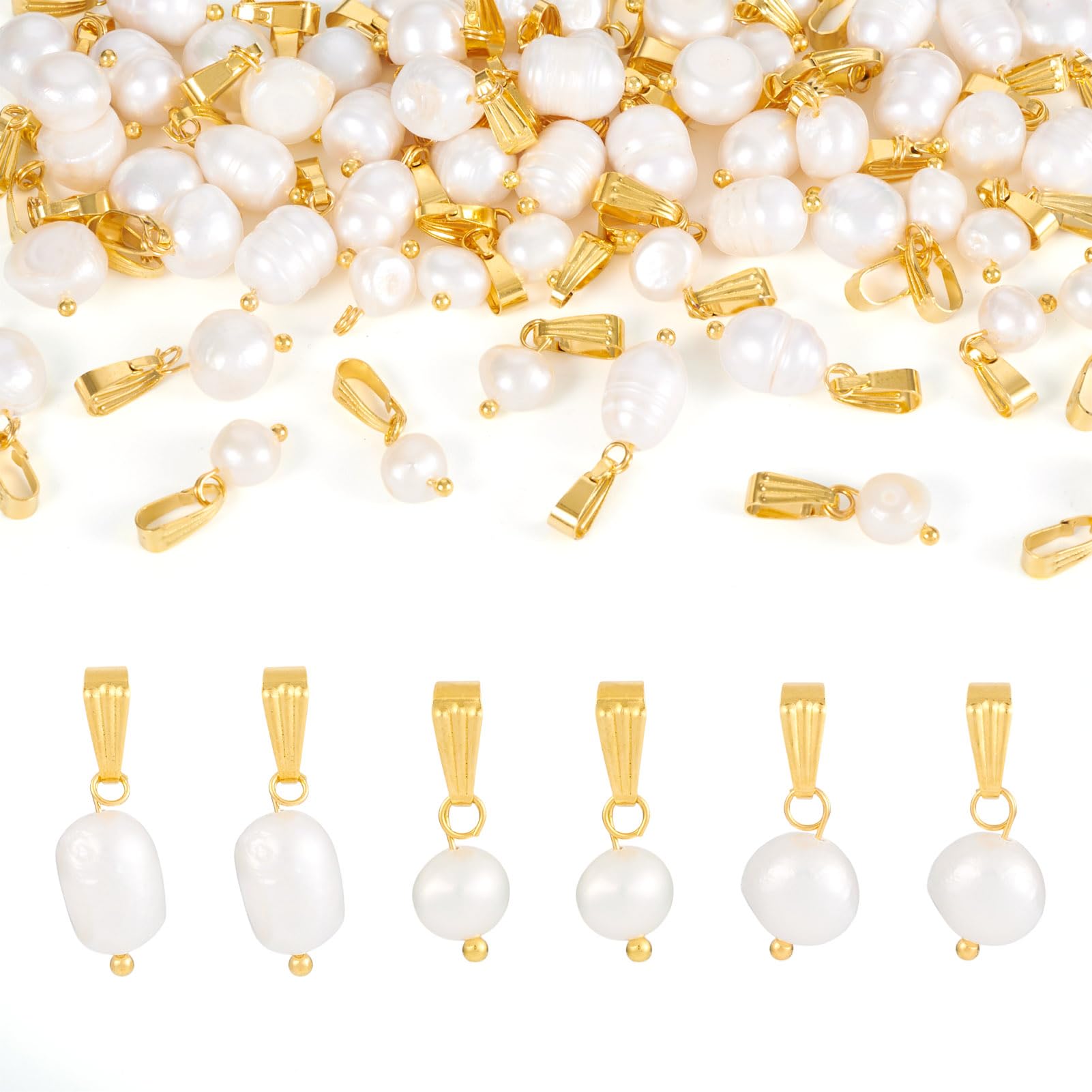 Spritewelry 60Pcs Natural Cultured Freshwater Pearl Pendant Pearl Beads Charms for Necklace Earring Jewelry Making DIY Crafts — image 1