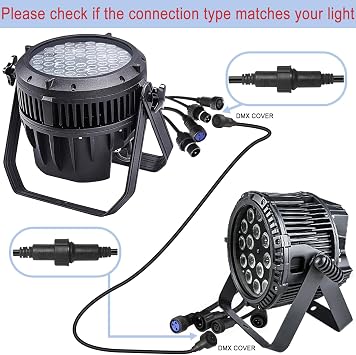 Waterproof XLR Connection Wire 3m 9.8ft IP Rated Extension Cable, Outdoor Dmx Cable Connector Converter for Stage Lights Hand in Hand 3 Pin Dmx Terminator Plug Waterproof Wire Caps