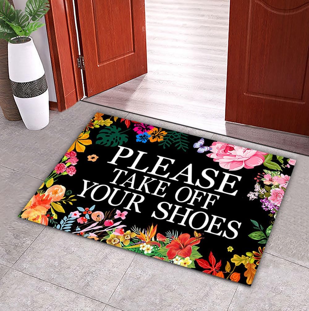Funny Welcome Mats Please Take Off Your Shoes Mat Door Mat Remove Your Shoes Doormat Outdoor 23.6" x 15.7"