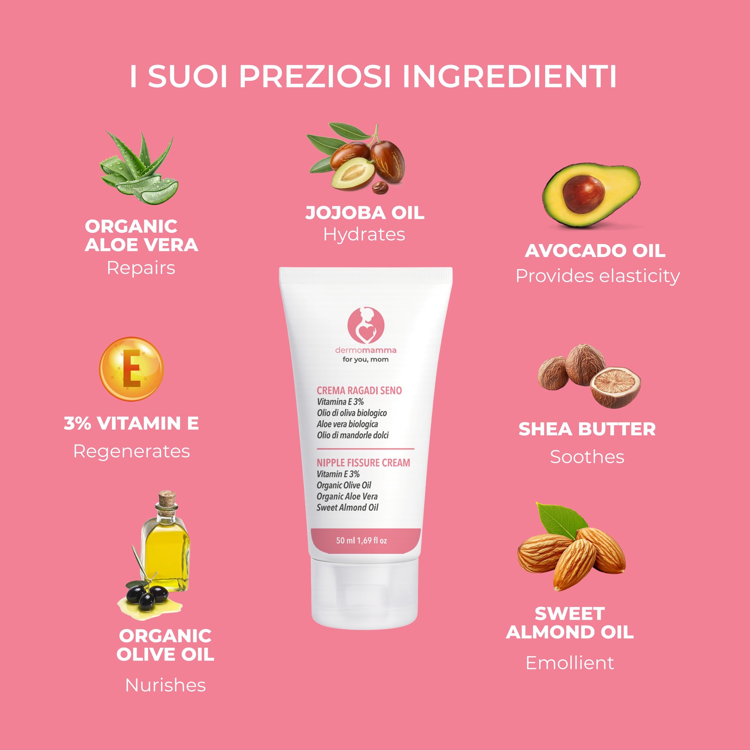 DERMOMAMMA -Breast Crack Cream with 3% Vitamin E, Organic Olive Oil, Aloe Vera, for Natural Breastfeeding Fragrance-Free - Image 3