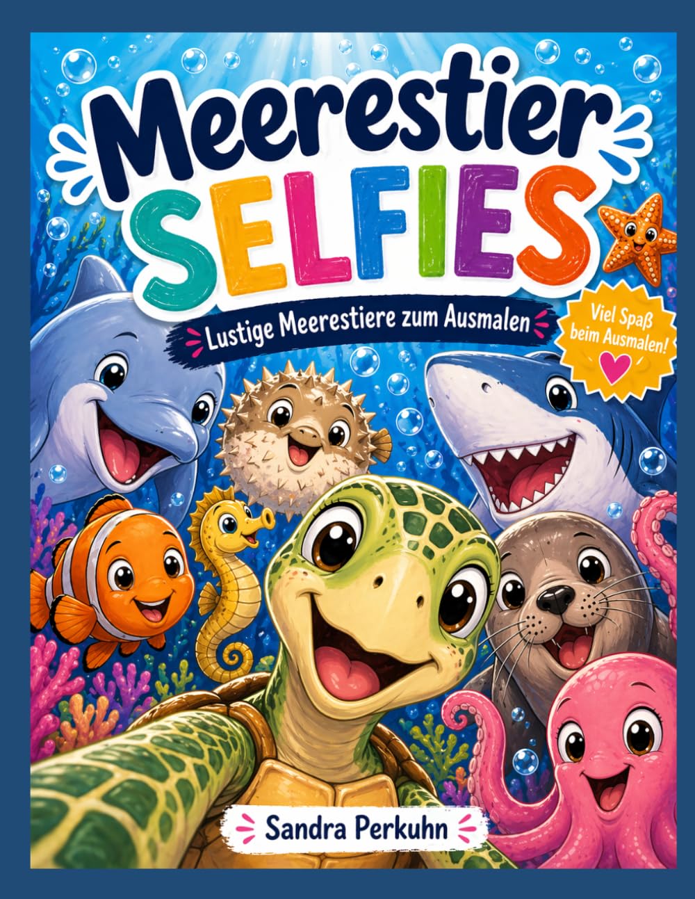 Meerestier Selfies: Lustige Meerestiere zum Ausmalen