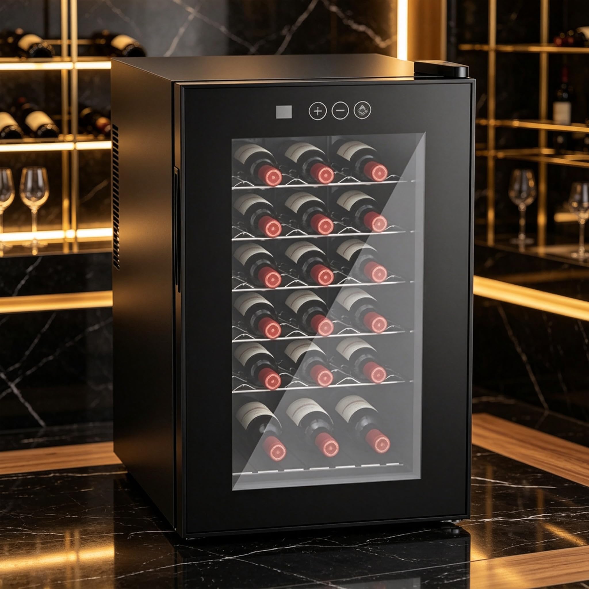 18 Bottle Wine Refrigerator, Freestanding Wine Cooler, Mini Wine Fridge