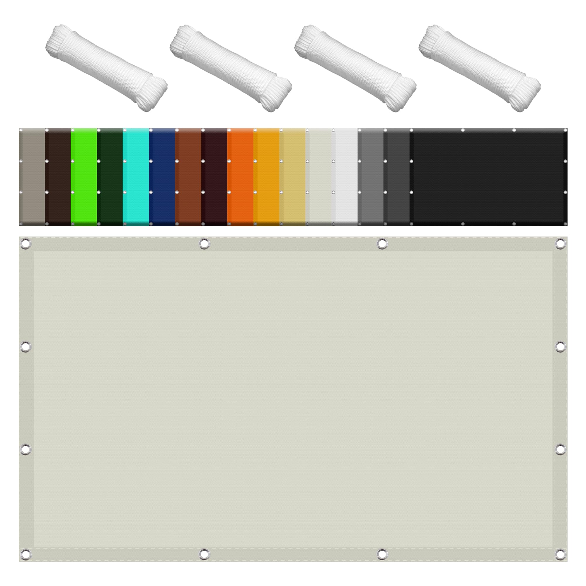 Voile d'ombrage blanc cassé 120 x 400 pour terrasse et jardin
