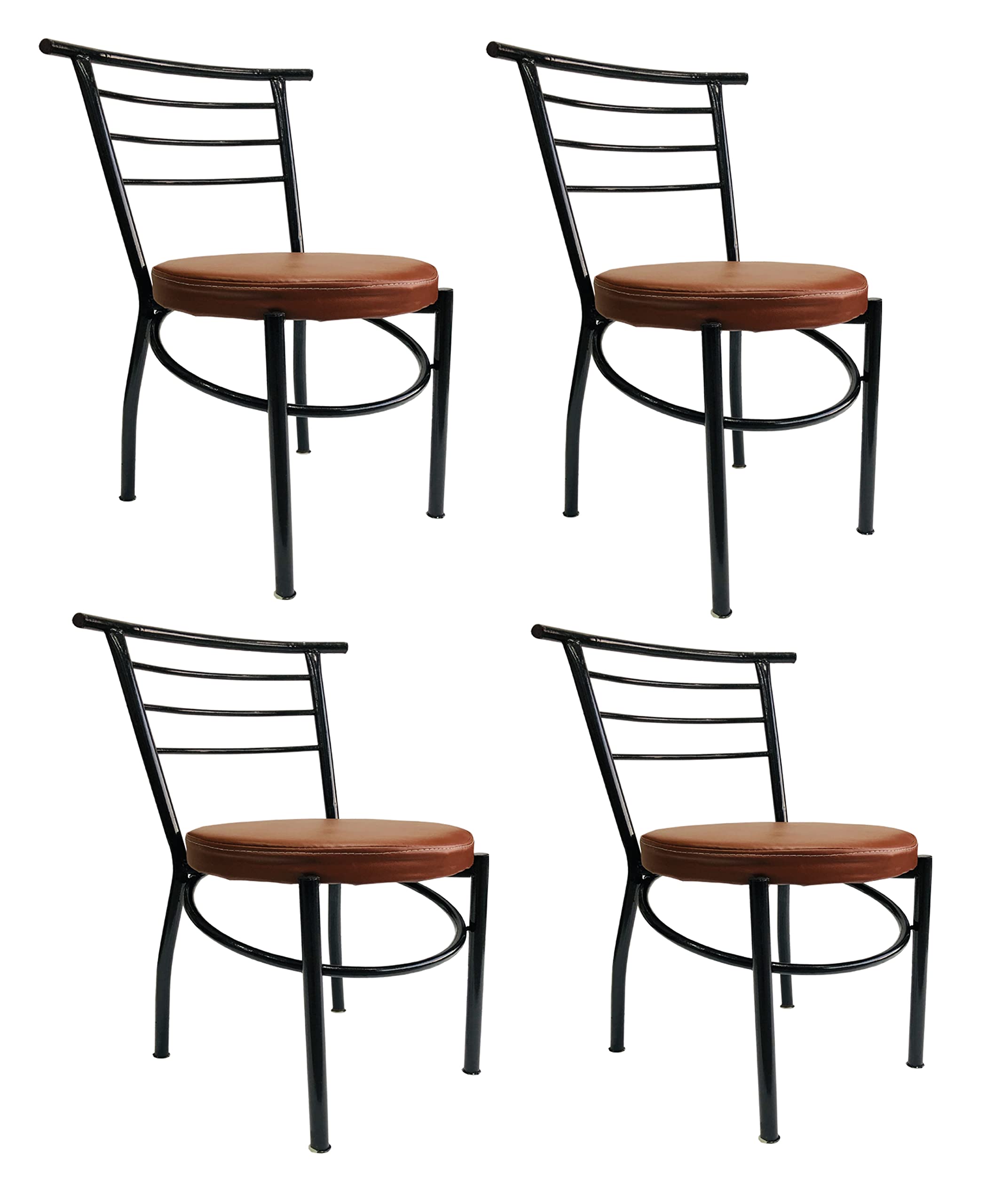 Dining Chair Home Restaurant Hotel Chair, Study Chair for Students with Iron Frame and Cushion seat & Powder Coated Paint, Chair Holds up to 120 kg (Brown, 4)
