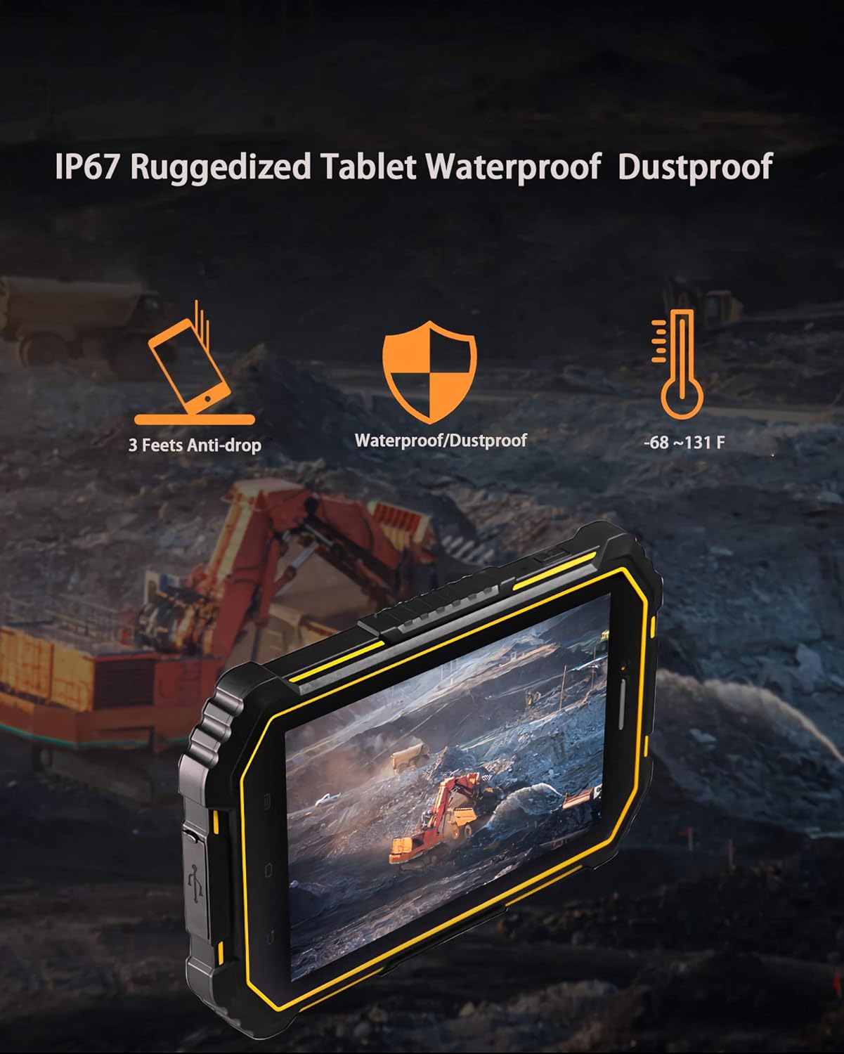 Rugged Android Tablet 7 Ip67 Water Resistant Ruggedized Tablet With Octa Core Cpu Android 9 0 4gb Ram 64gb Storage Wi Fi 13 Mega
