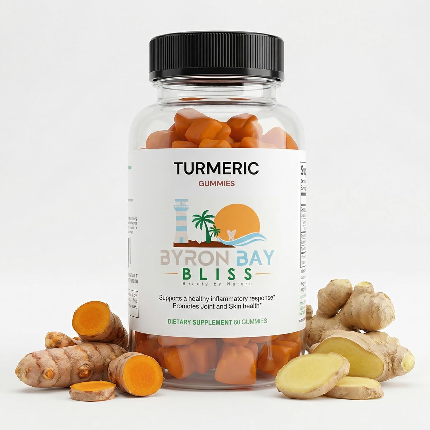 Turmeric Curcumin Gummies with Black Pepper & Ginger – Joint & Bone Support, Inflammation Support – Vegan, Non-GMO, Gluten Free – Ginger Flavor – 60 Count