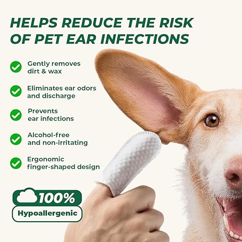 Miniatura 2 de Toallitas de limpieza de oídos para perros y gatos, toallitas suaves prehumedecidas para eliminar suavemente la cera y la suciedad, formulación a