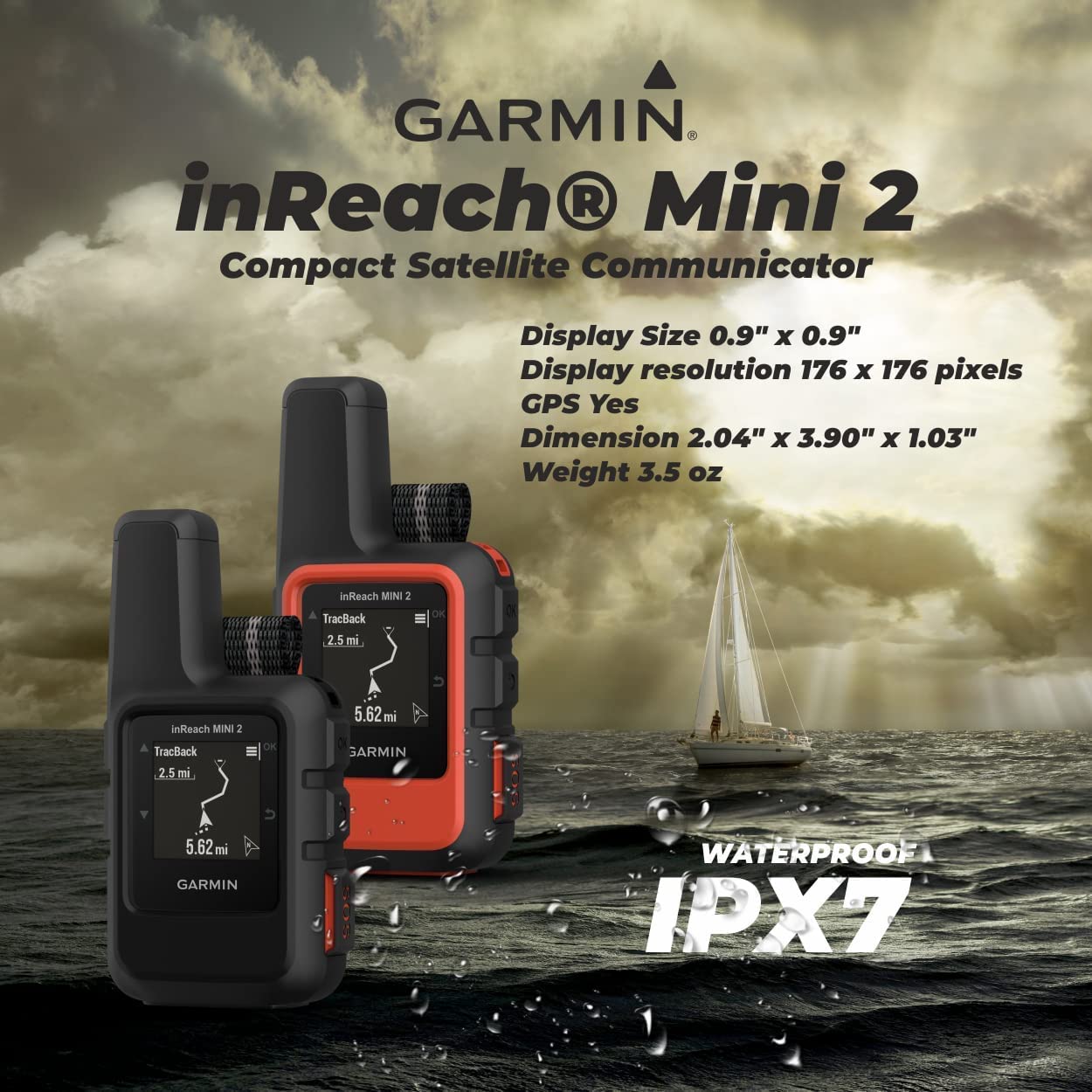 Wearable4U - Garmin inReach Mini 2 Lightweight and Compact Satellite Communicator, Hiking Handheld, Black with 2 Pack Cases Black/Khaki Bundle