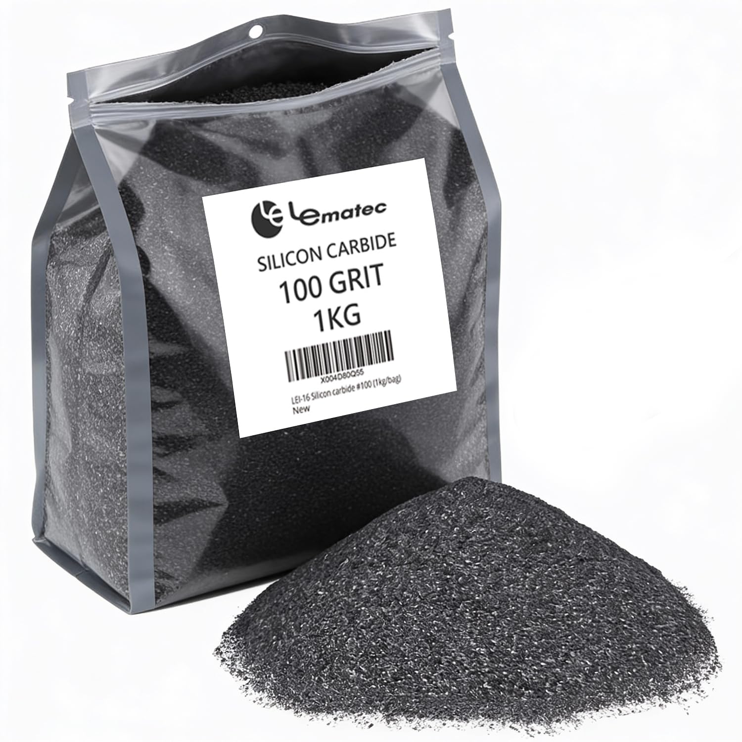 LE LEMATEC Carburo di silicio # 100 sabbiatura media per roccia, lucidatura e preparazione delle superfici, sacchetto da 2,2 libbre (LEI-16)