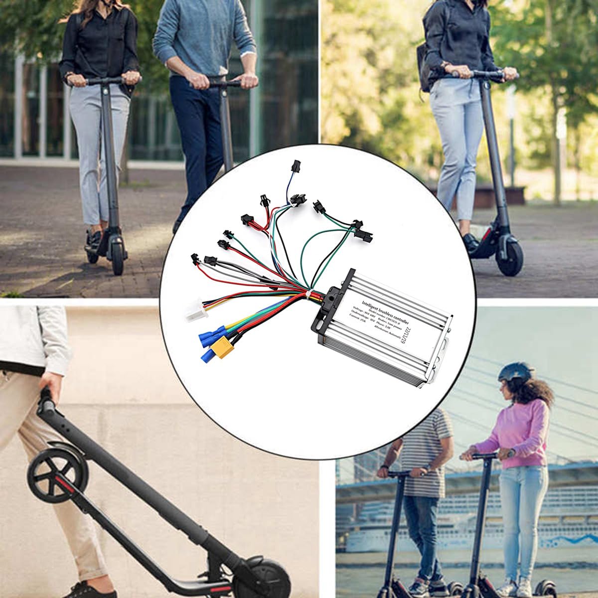 Patinete EléCtrico 36V-60V 25A Controlador 36V 48V 52V 60V Controlador Inteligente Sin Escobillas Controlador Universal de 6 Tubos