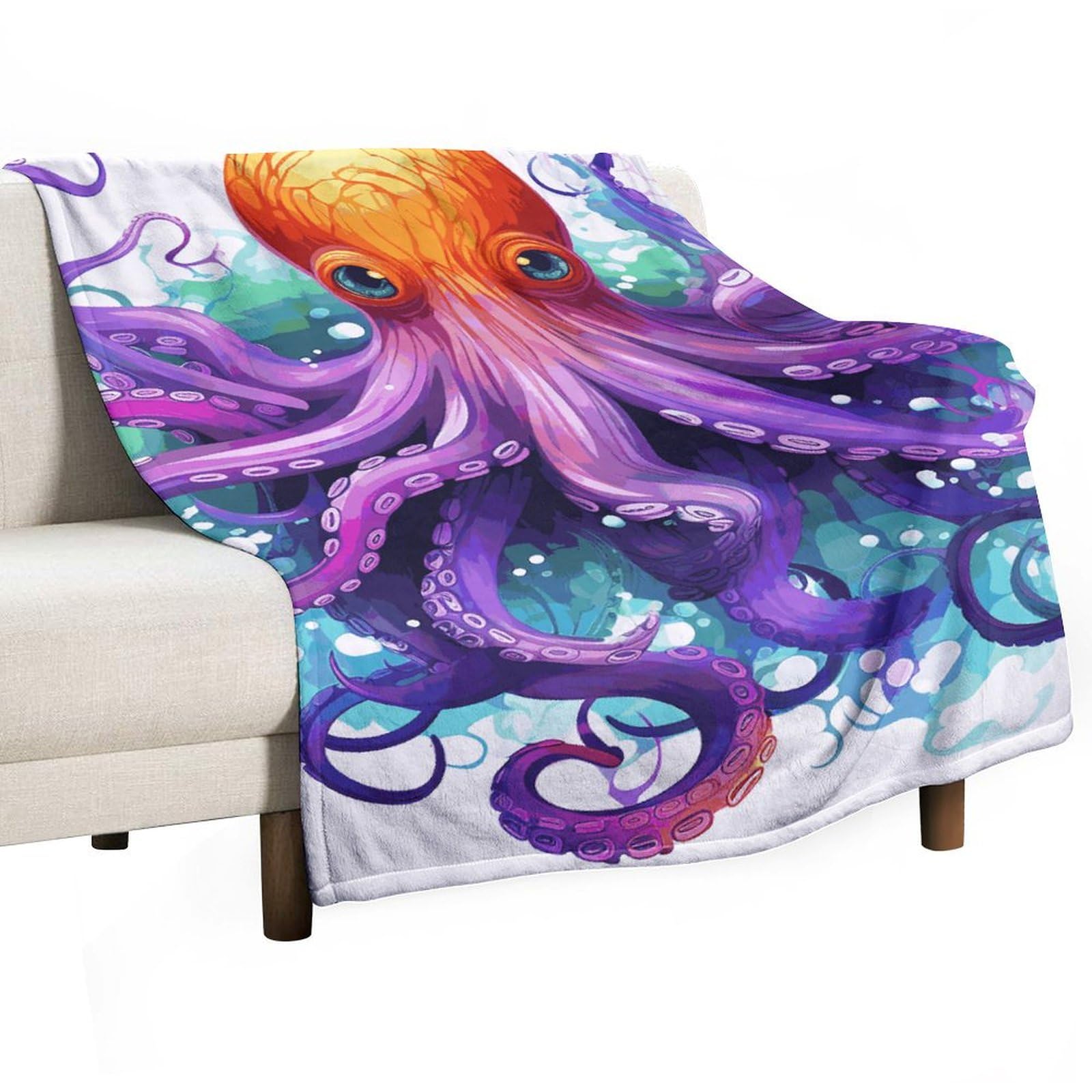 Couverture polaire flanelle pieuvre pour vos soirées cocooning sur le canapé