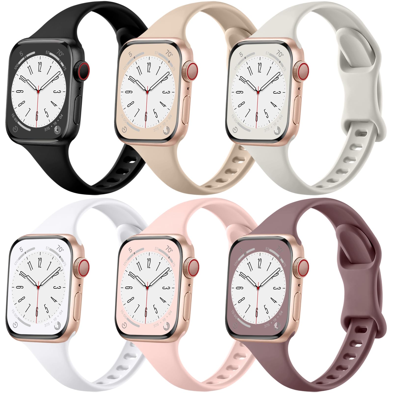 Lerobo Thin Slim Bands Compatible with Apple Watch 40mm 38mm 44mm 45mm 46mm 42mm 41mm 49mm SE iWatch Bands Ultra 3 2 1 Series 11 10 9 8 7 6 5 4 3 2 1 for Women Men, Soft Narrow Sport Strap Wristband
