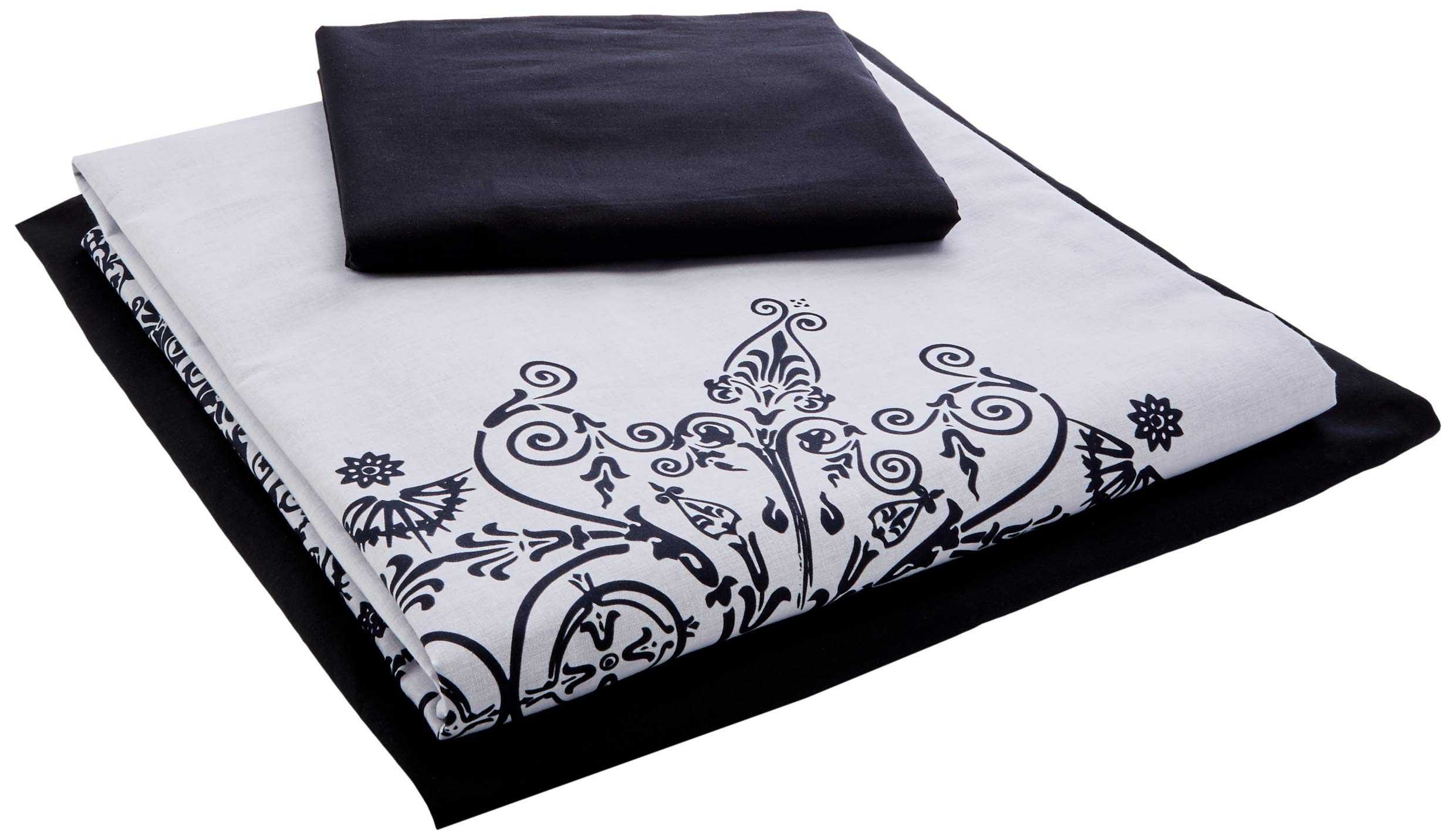 Euromoda Mandala Frame Duvet Cover Cotton,White,Black, Bed 90