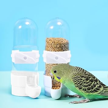 Bird Feeder Bird Water Feeder,2PCS Automatic Bird Water Dispenser for Cage,Parrot Water Bottle Drinker Food Seed Dispenser Cage Accessories for Parrots Budgie Lovebirds Parakeet Cockatiel (Clear 90ML)