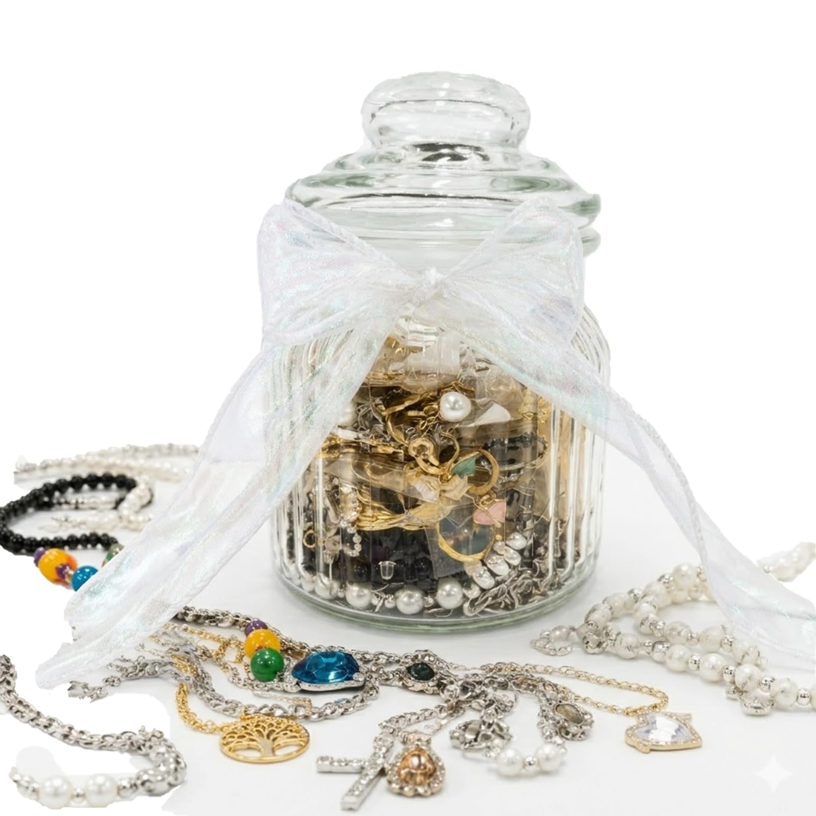 Mystery Jewelry Jar, Surprise Vintage Jewelry Set for Women, Jewelry Mystery Jar Gift Set Including Earrings Necklaces Bracelets/Anklets Rings Kracelet, Unique Birthday