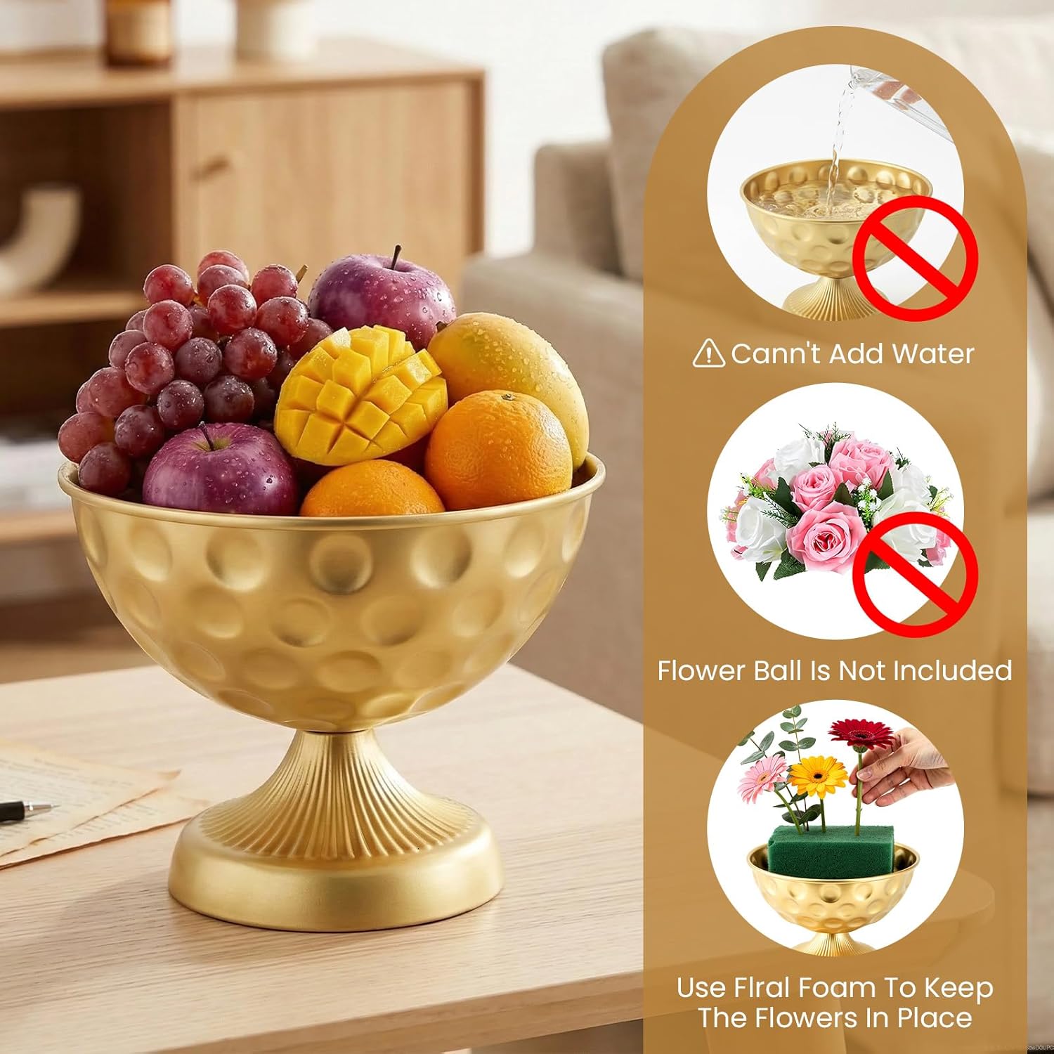 6.3 Inch Gold Compote Vases for Centerpieces, Set of 4 Gold Metal Flower Vases for Centerpiece, Pedestal Bowls Urn Vase Bulk for Wedding Table Floral Arrangement