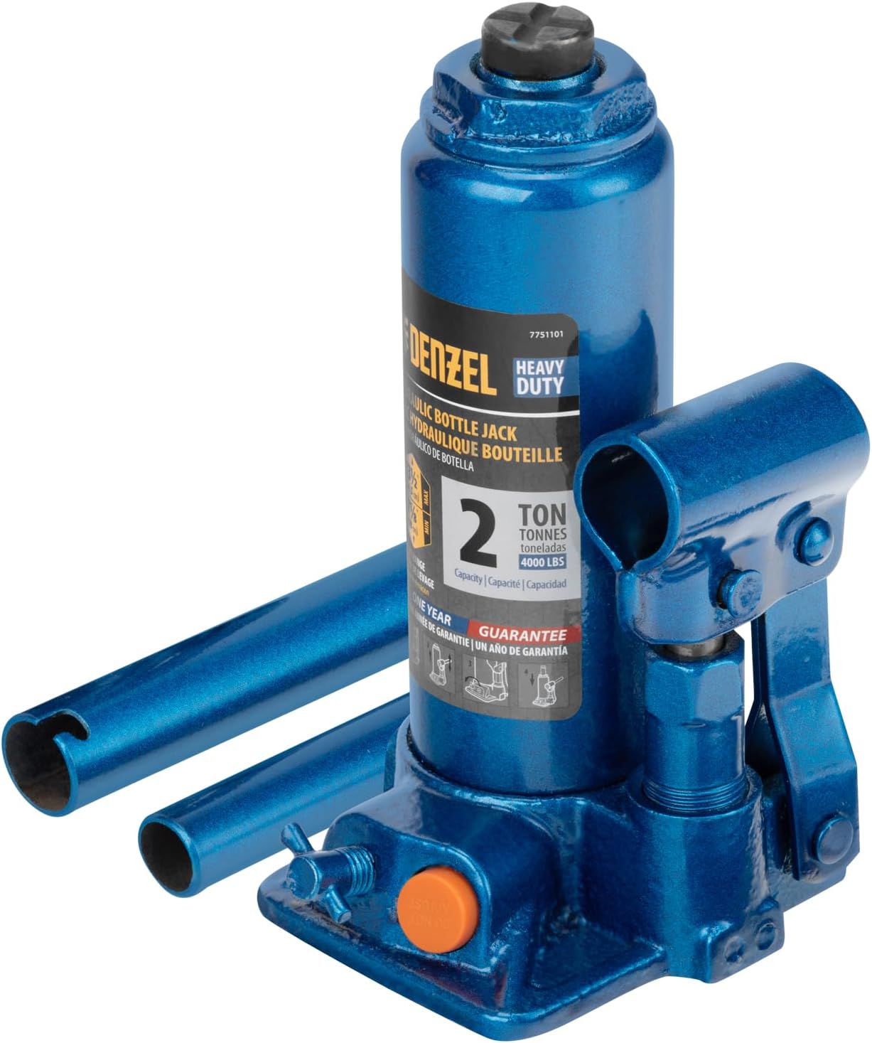 Denzel 2T (Range 7 1/8"-13 1/2") Hydraulic Bottle Jack – Heavy-Duty Car Jack Lifting Range – Reliable Automotive Tool