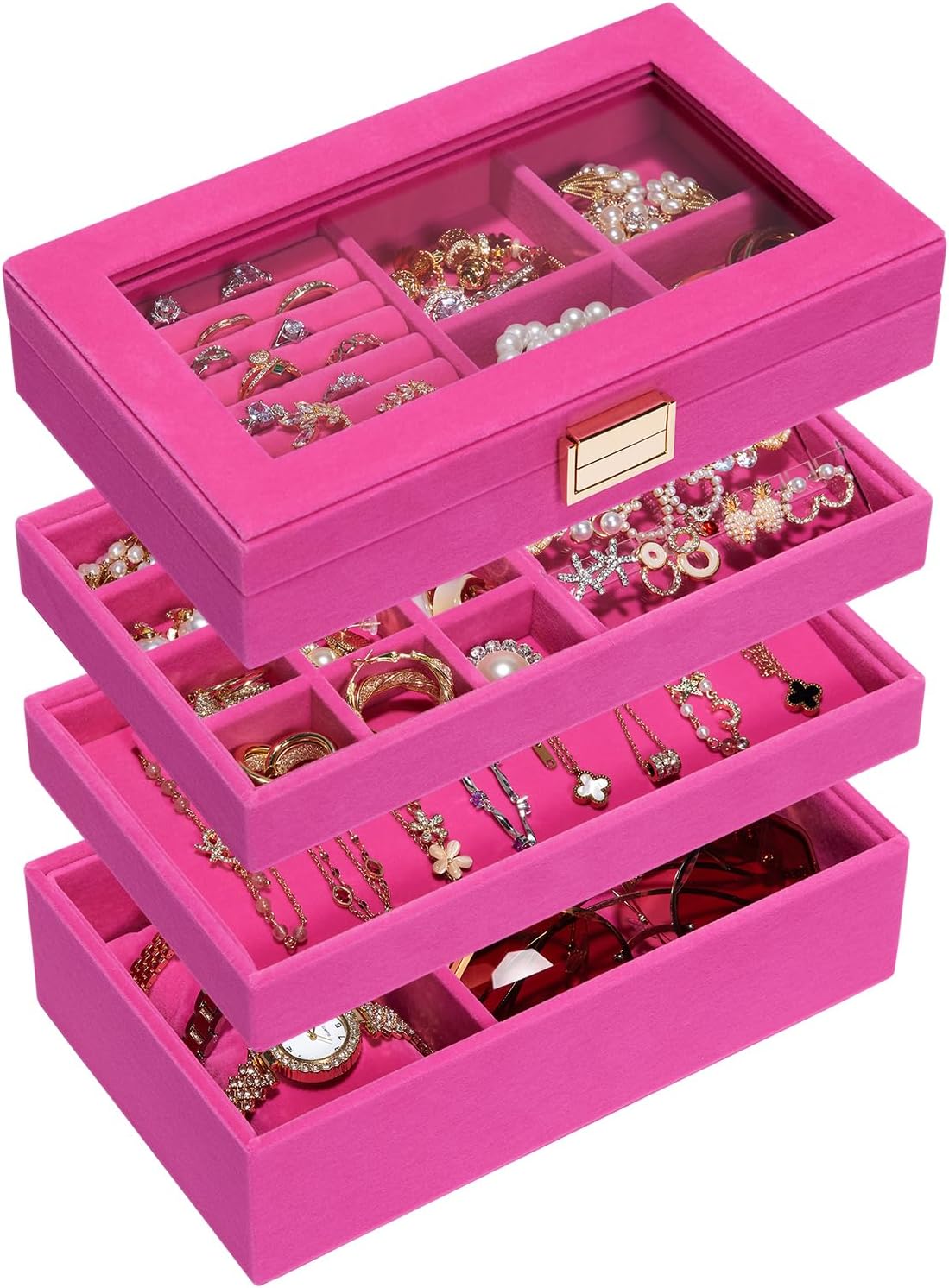 Homde Jewelry Tray | Stackable Jewelry Box - Pink