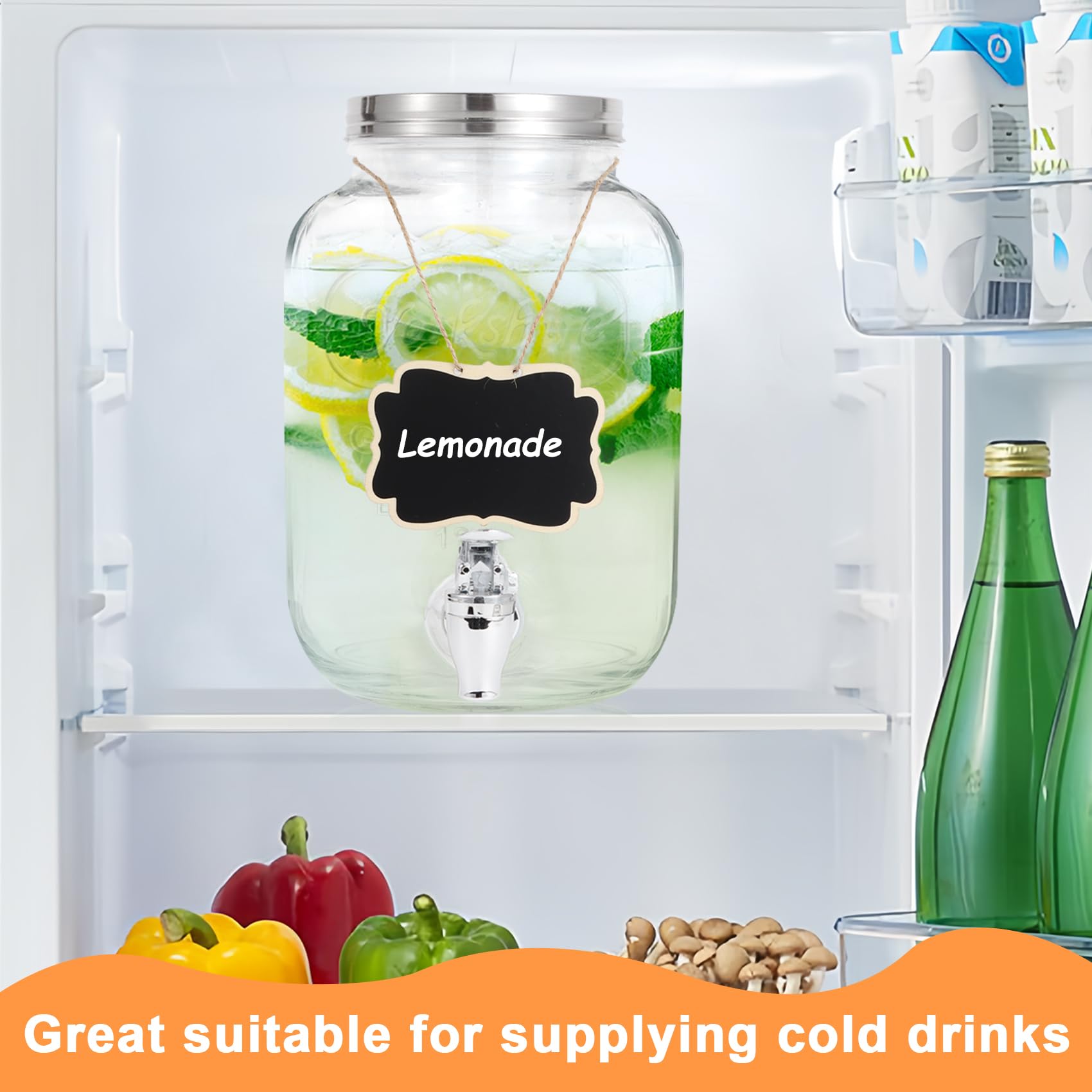 Dispensadores de bebidas de vidrio de 1 galón para fiestas para barbacoas, picnics, fiestas, dispensador de detergente para ropa