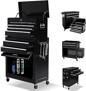 8-Drawer High Capacity Rolling Tool Box with Wheels,Rolling Tool Chest with Drawer,Tool Box on 4 Wheels with Lock, Tool Storage Cabinet Removable Portable Box for Garage Warehouse
