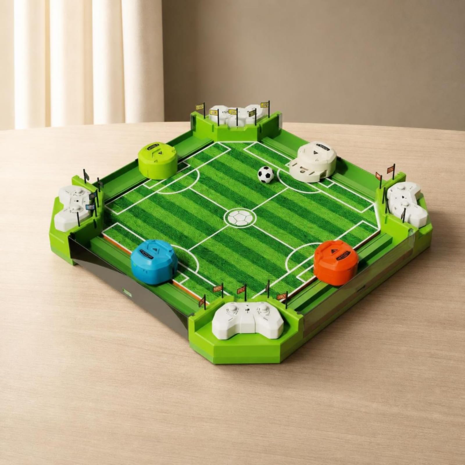 Gioco di Calcio Elettrico da Tavolo con Campo Rettangolare Stampato Pallina E Leve di Controllo Plastica Partite Veloci Adatto per Bambini Amici Intrattenimento Indoor