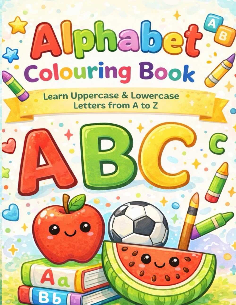 ALPHABET COLOURING BOOK: Learn Uppercase and Lowercase Letters with Fun and Easy Colouring Pages for Preschool and Early Learners