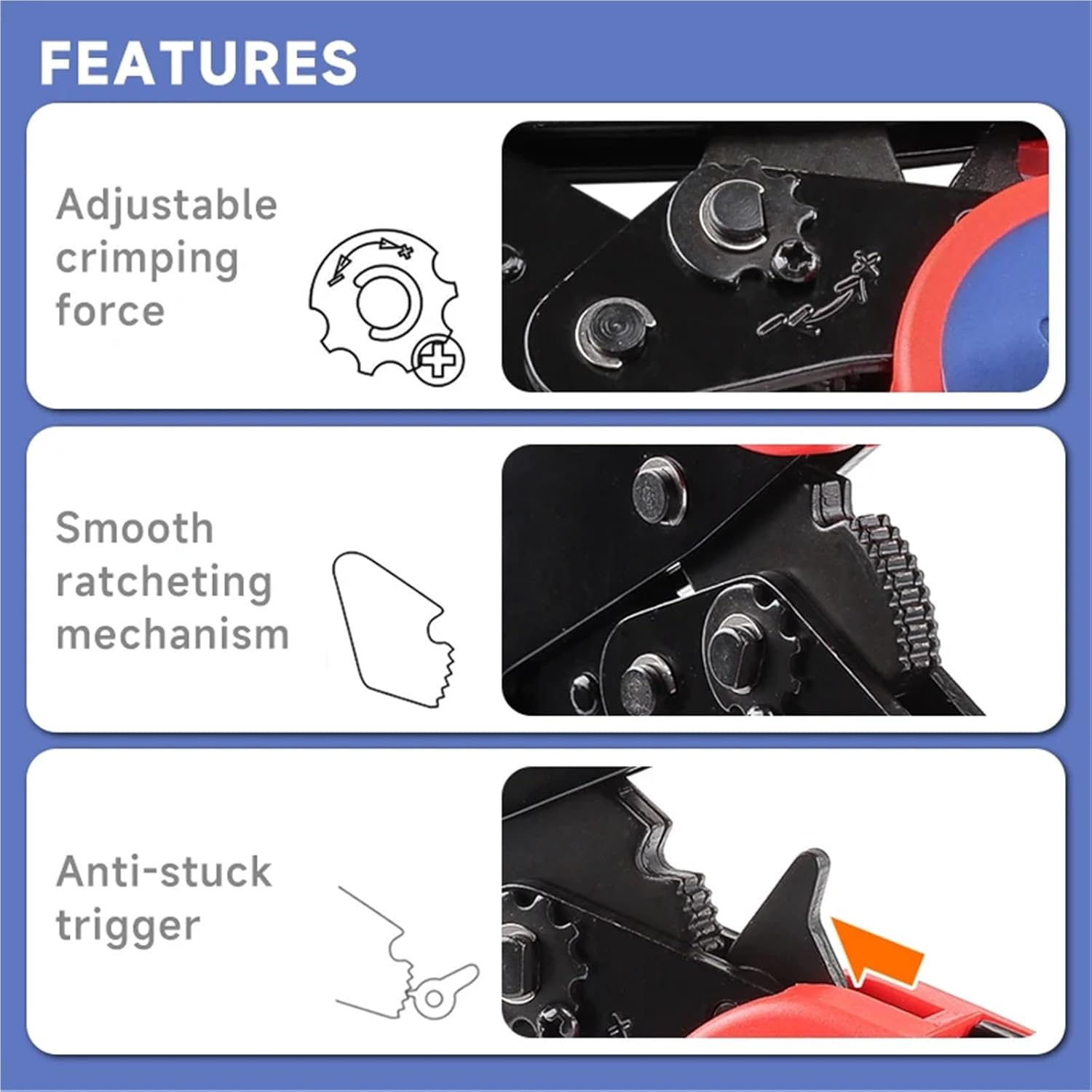 Flag Terminals FLDNY5.5-250 Crimper Pliers YF-09FL For 12-10AWG(4-6mm²) Wire Crimping Tools Spade Pre-Insulated Connector