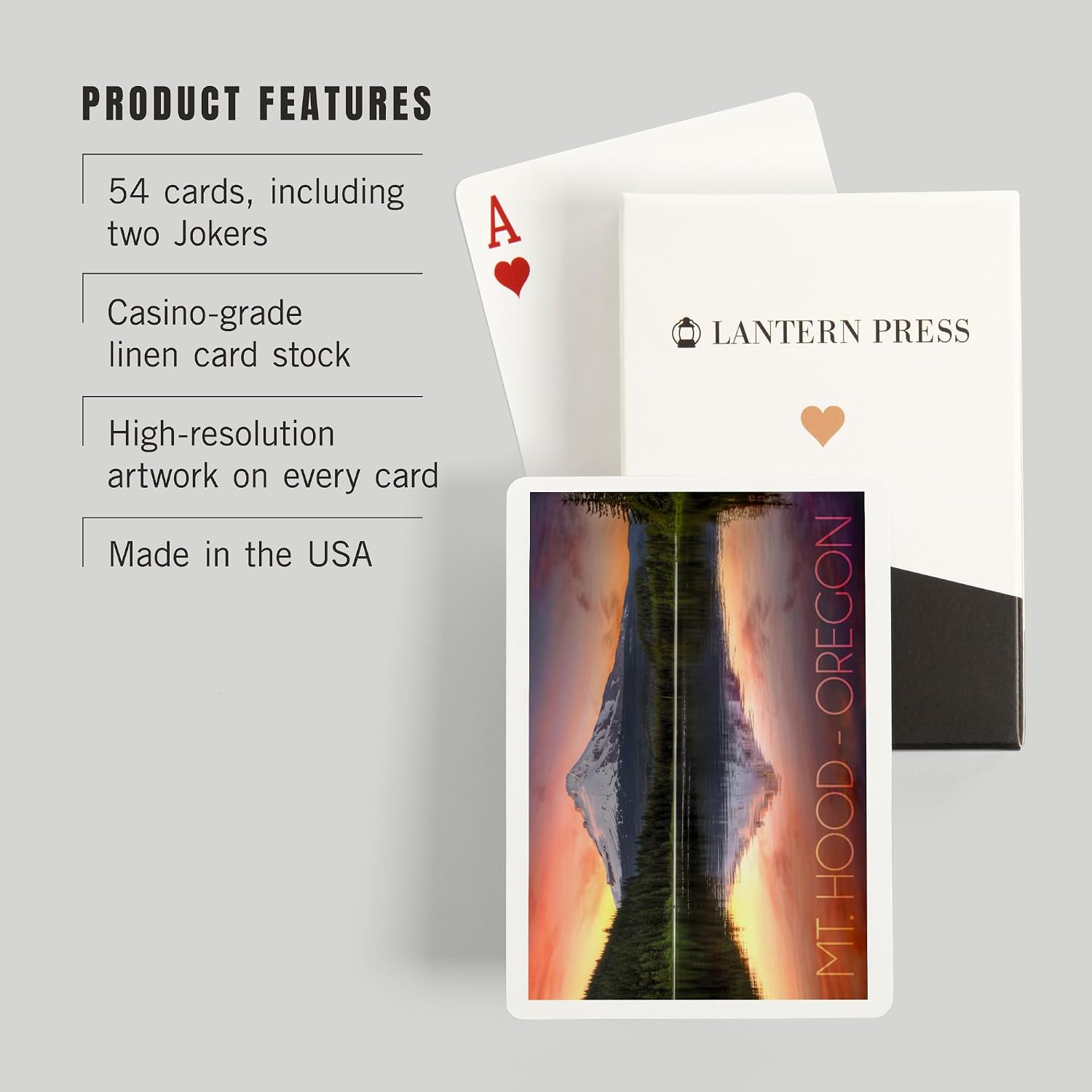 Lantern Press Oregon, Mt. Hood, 52 Playing Cards for Adults, Poker Size Card Deck