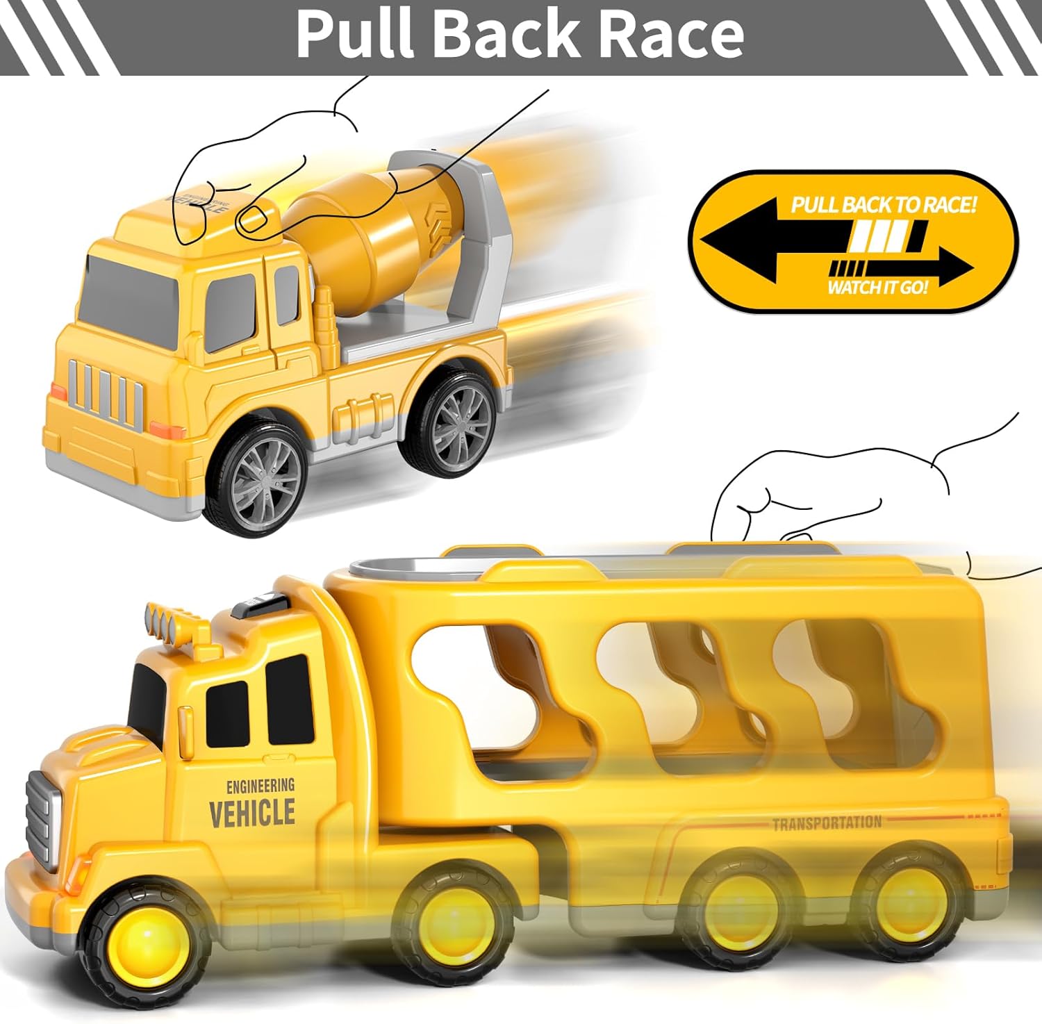 Bennol Construction Truck Toys for Toddler Boy 1 2 3 4 5 Year Old, Car Trucks Birthday Gifts Toys for Kids Ages 1-3 3-5, 5-in-1 Construction Trcuk with Excavator, Crane Mixer, Bulldozer - Image 6