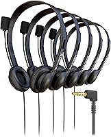 Bulktech 5-Pack Wired On-Ear Headsets with Boom Mic, Leather Pads, 3.5mm Jack - Black for Calls, Classes, Meetings