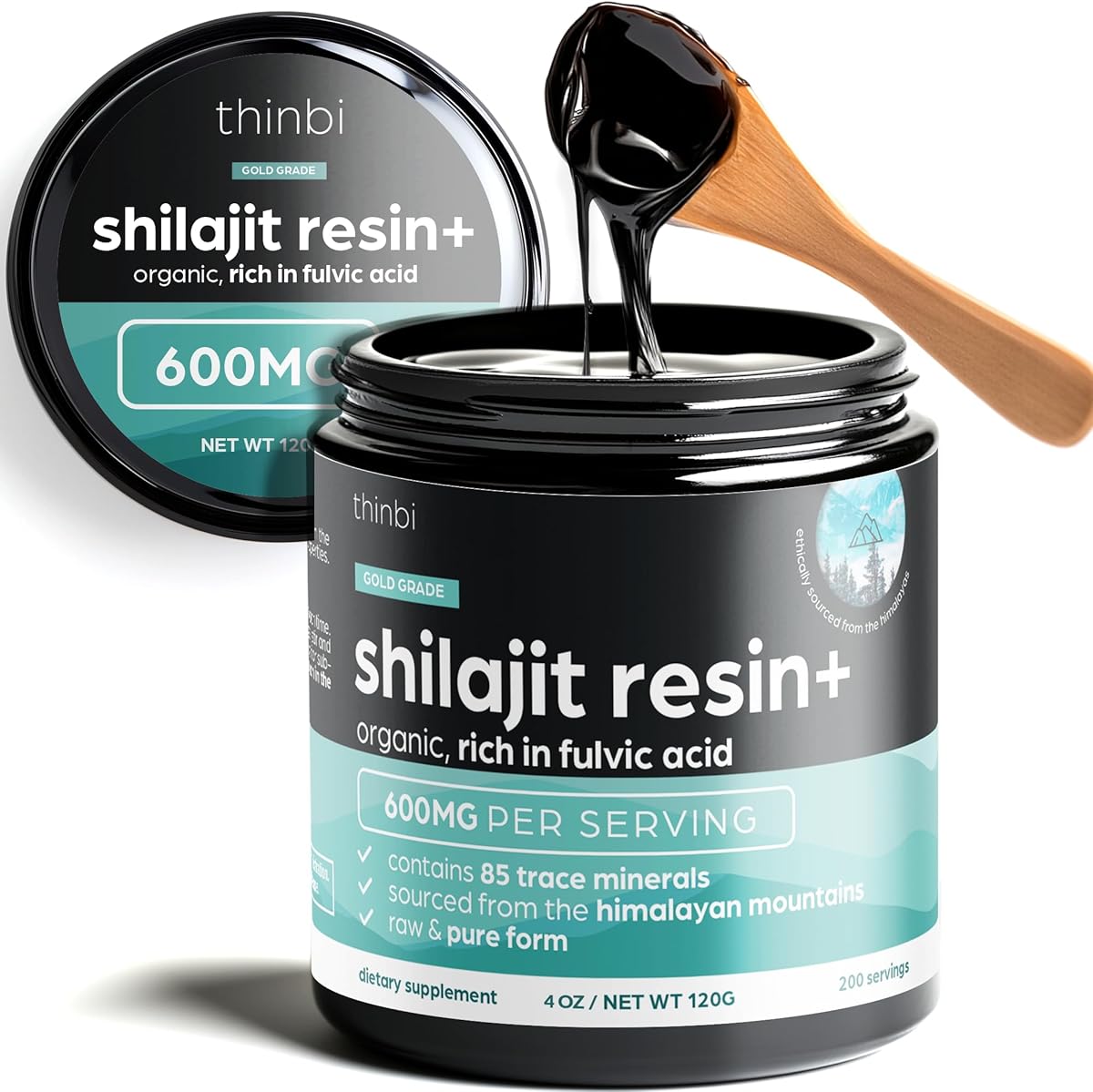 Shilajit Resin 4oz Extra Strength – Pure Himalayan Shilajit for Men & Women, 75%+ Fulvic Acid & 85+ Trace Minerals for Energy, Immune & Metabolism Support, Lab-Tested, Better Than Gummies - Thinbi