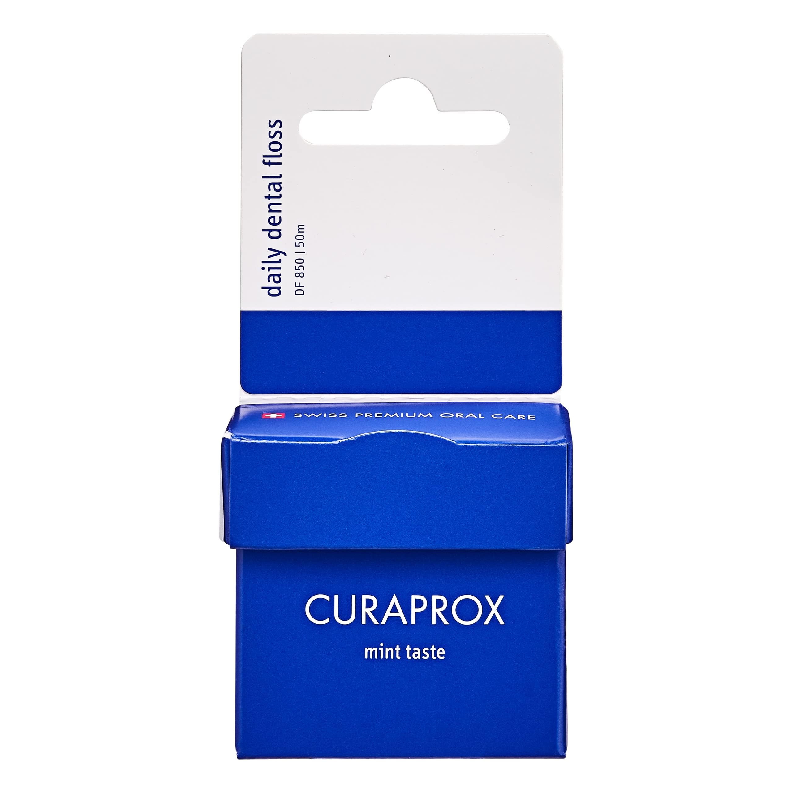 Curaprox DF 850 Dental Floss - Daily Biobase Mint Flavored Dental Floss to Remove Soft Plaque | 50 m | Swiss Made-picture-12
