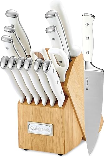 Cuisinart C77BTR-15P Classic Juego de cuchillos de 15 piezas Juego de triple remaches color negro talla única Black, Negro/Gris, Gris, White