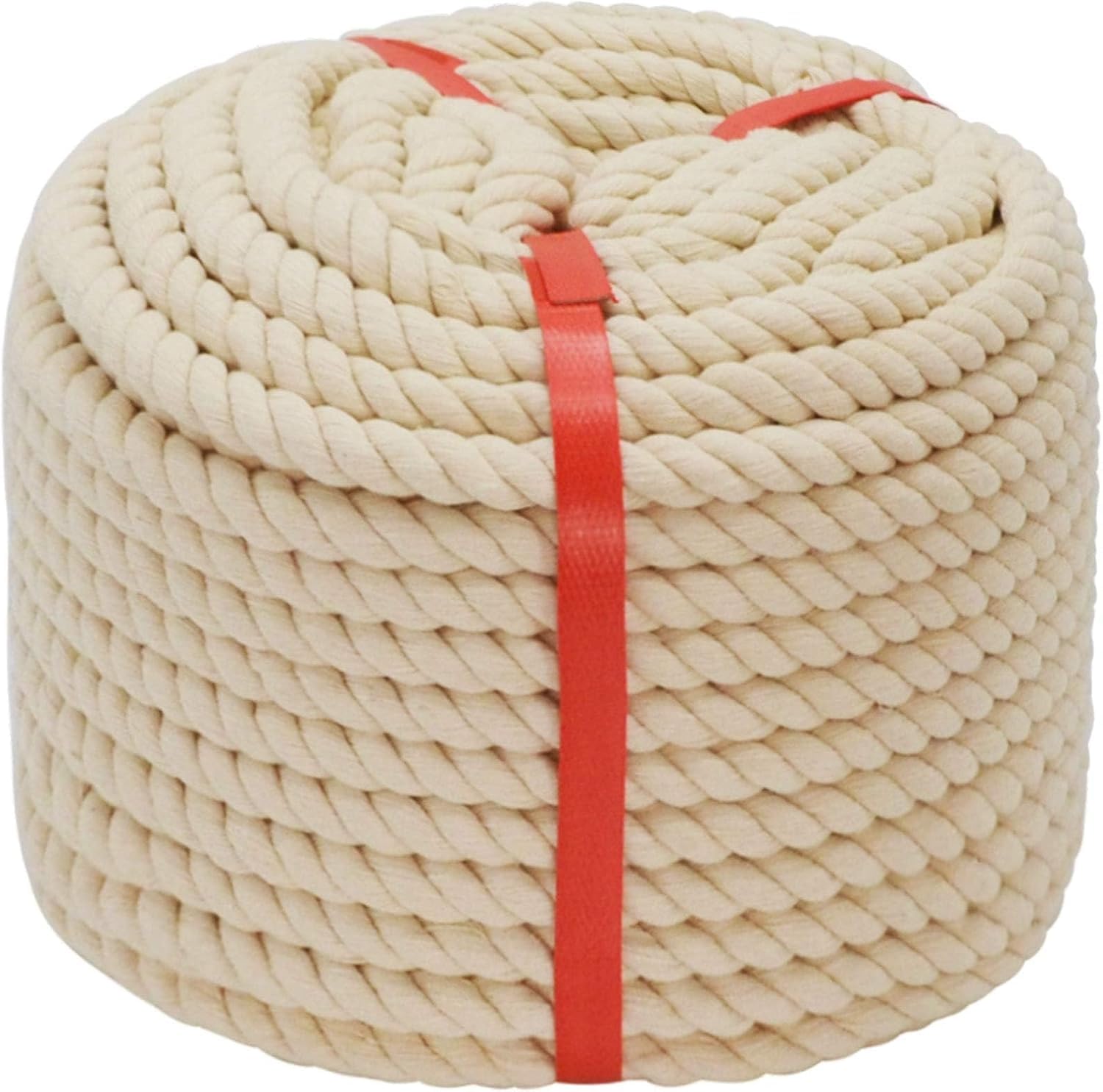 10mm 35 Feet Thick Natural Cotton Rope 3-Strand Twisted Cotton Rope, Natural Thick White Ropes Soft Rope Cord Craft Rope for DIY Crafts Decoration Pet Toys, Indoor & Outdoor Use 3